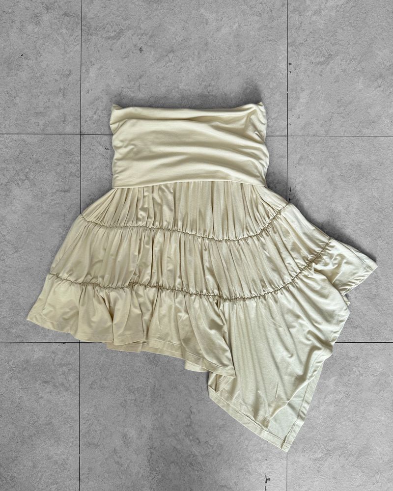 KHAN DRAPE SHIRRING UNBALANCED SKIRT
