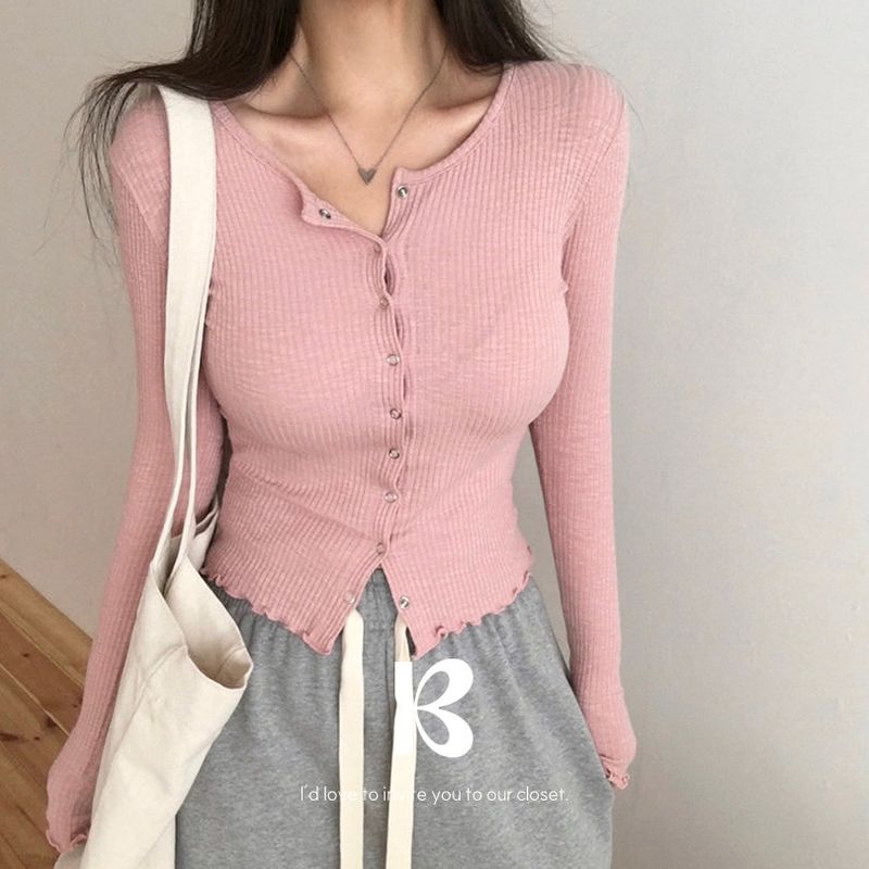 Slim Button Long Sleeve Cardigan