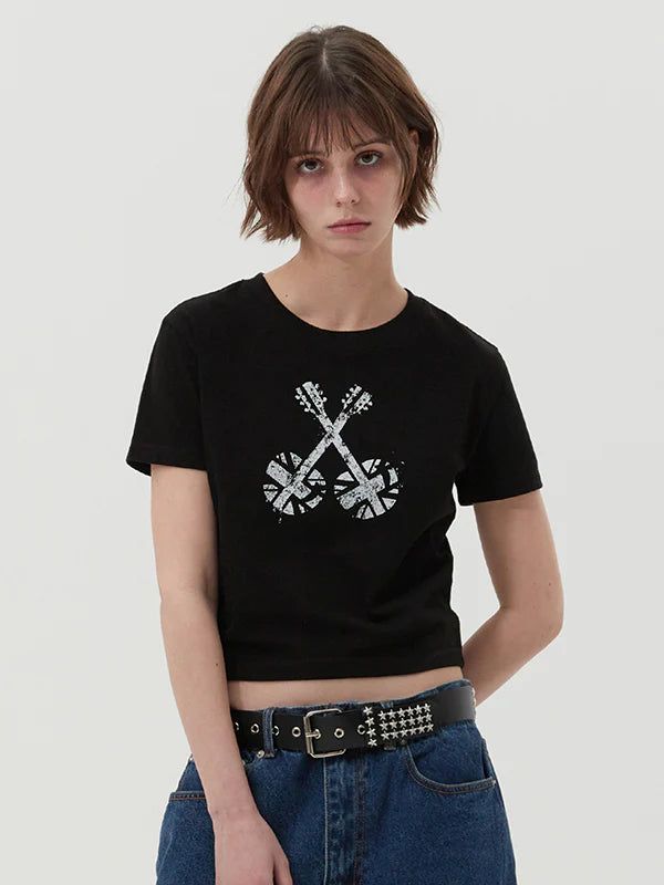KIRSH（キルシー）の「UNION JACK CROP T-SHIRT - BLACK （Tops）」