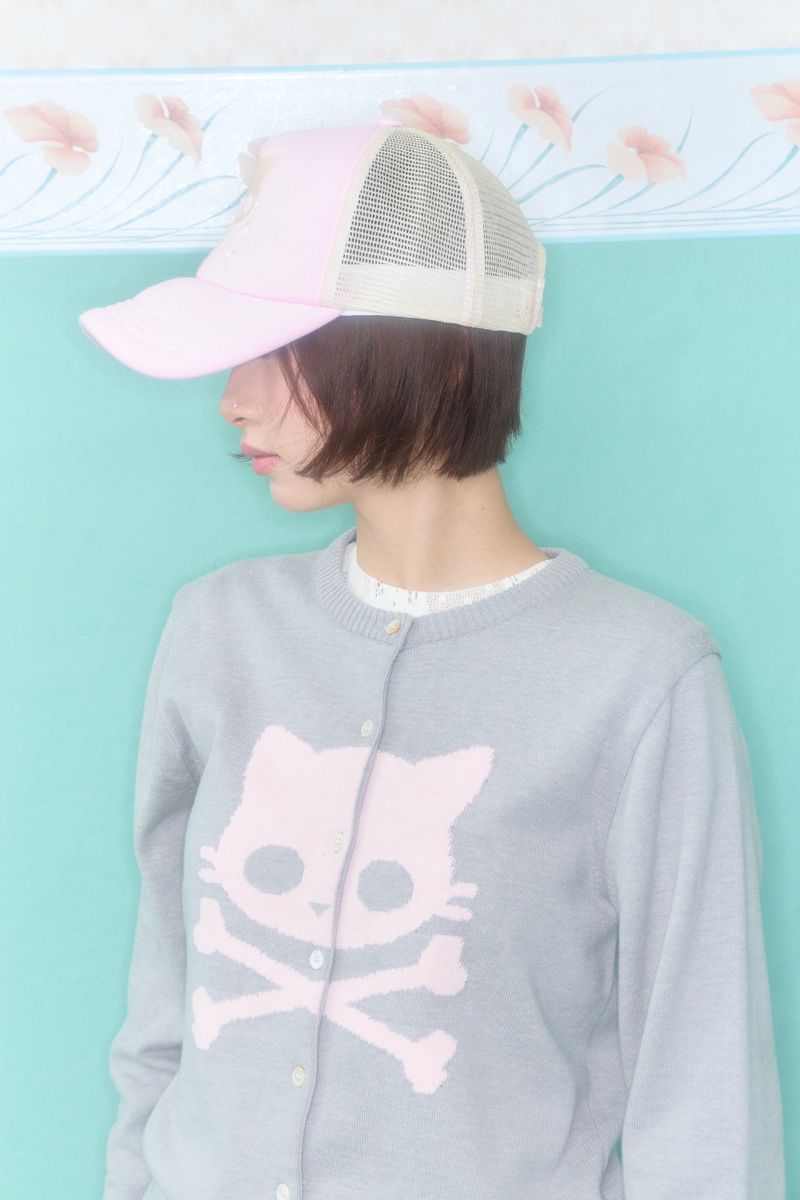 SHAKIRI（シャキリ）の「KIRI SKULL KNIT CARDIGAN (GREY)（Tops）」