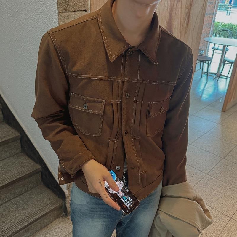 ASCLO Suede Crop Trucker Jacket (4color)