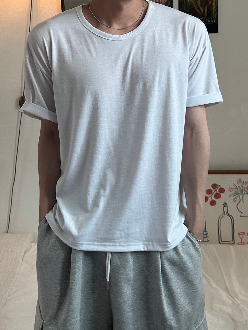 베이직 실켓 유넥 반팔티