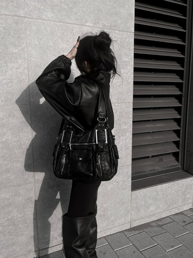 vintage husky leather shoulder bag