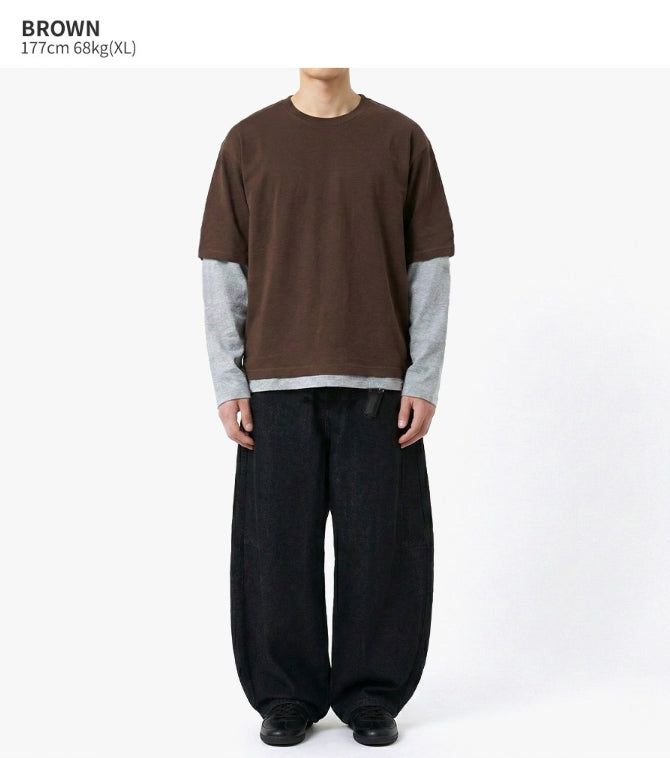 Crop Layered Long Sleeve Brown