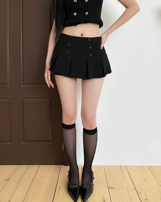 Izzet Button Pleated Mini Skirt
