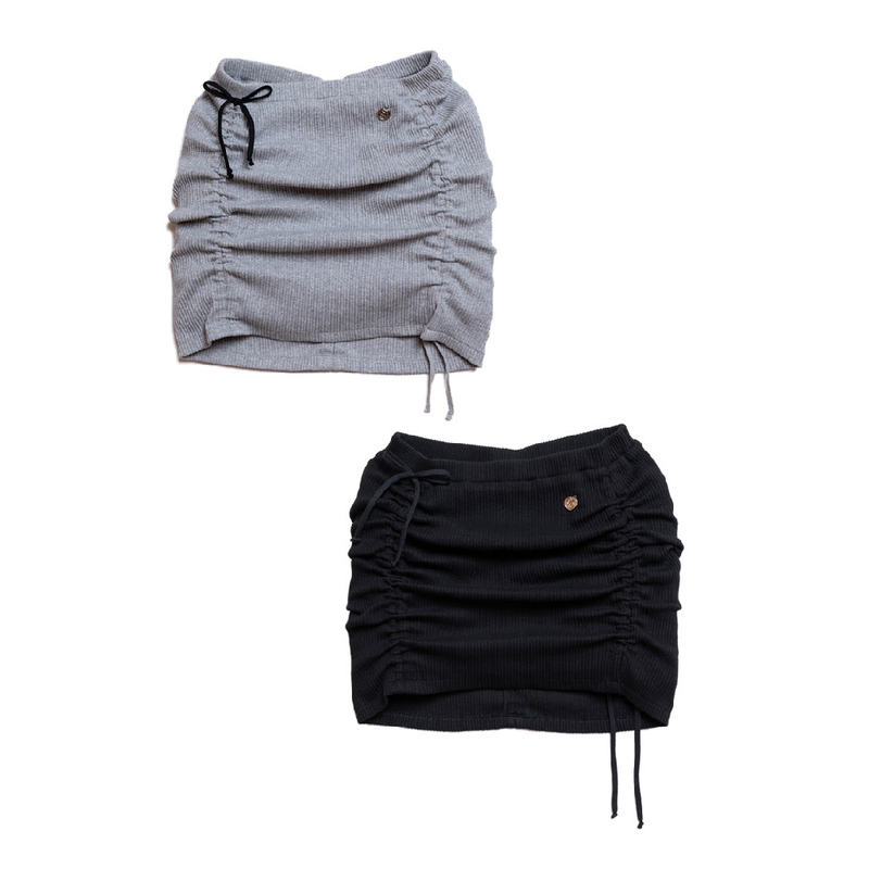 SHIRRING STRING SKIRT GRAY