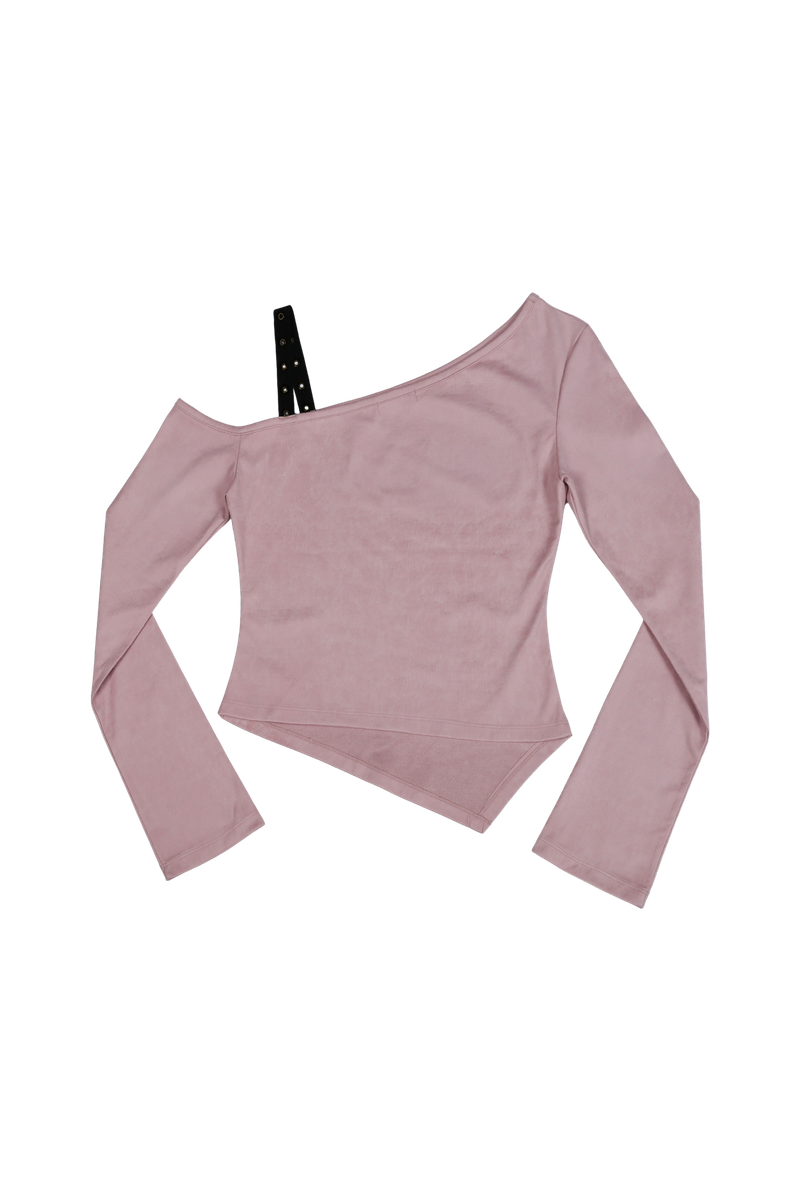ONE SHOULDER SUEDE TOP #PINK