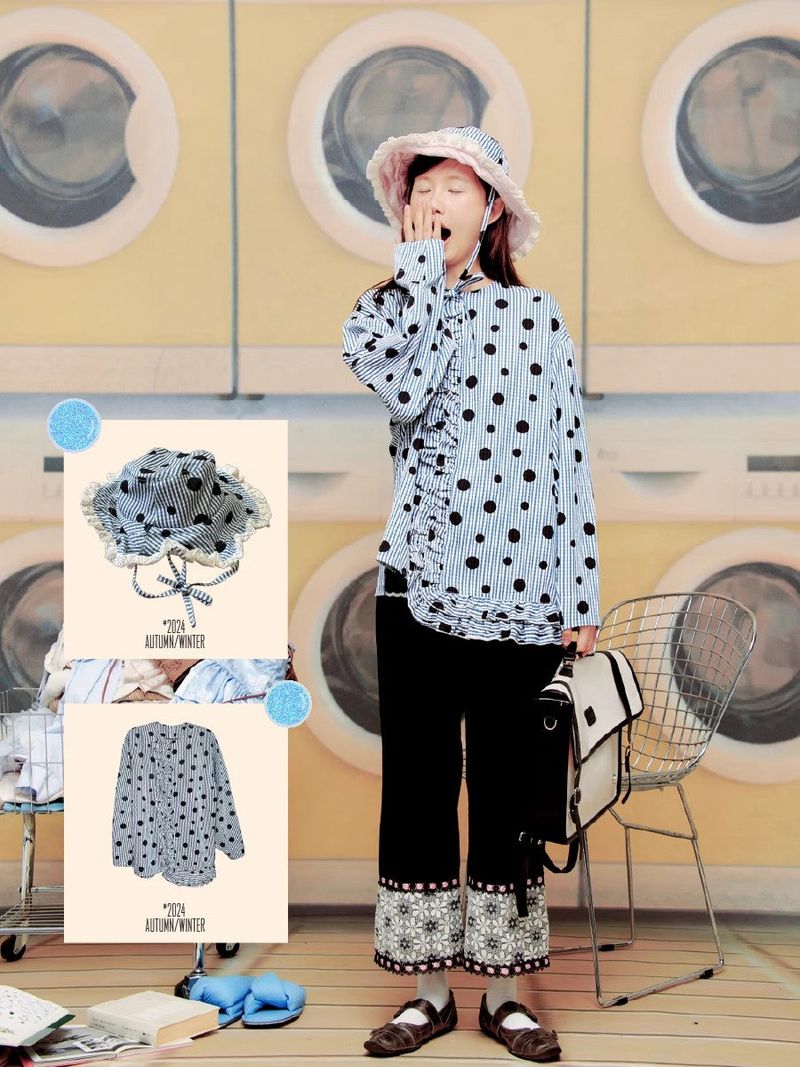 UnsocialNight（アンソーシャルナイト）の「ポルカドットストライプレースシャツ（Tops）」