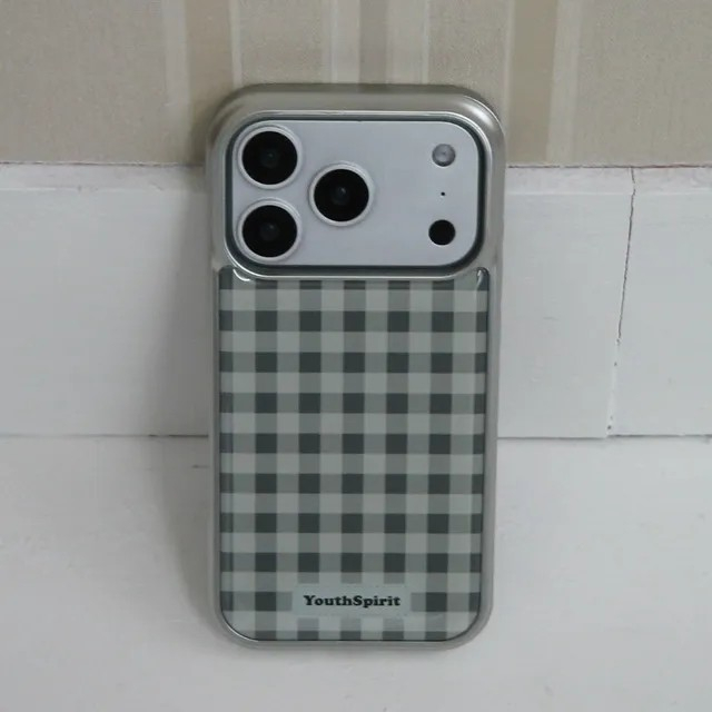 Checkered Matcha Silver Epoxy Case