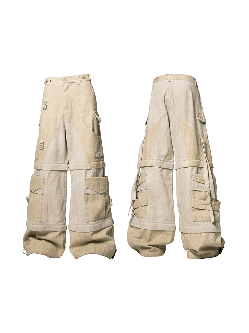 RELABEL Three-dimensional Composition (Boundaries) Six/Eight/Ten/Twelve-quarter Detachable Patchwork Work Trousers