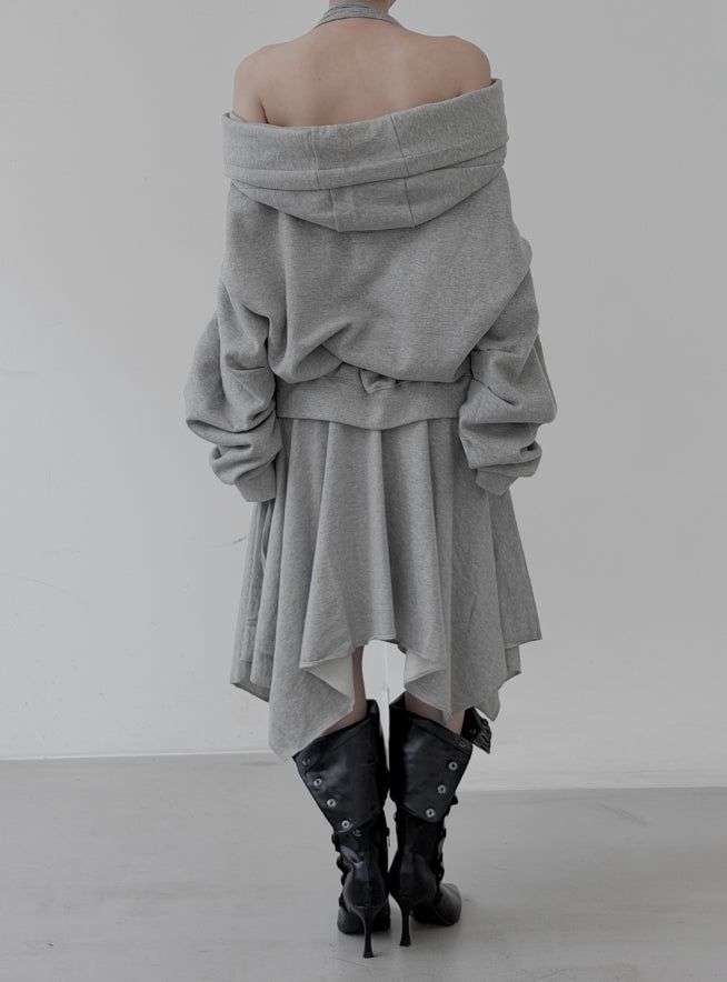 Folding Unbalanced Flare Midi Skirt
