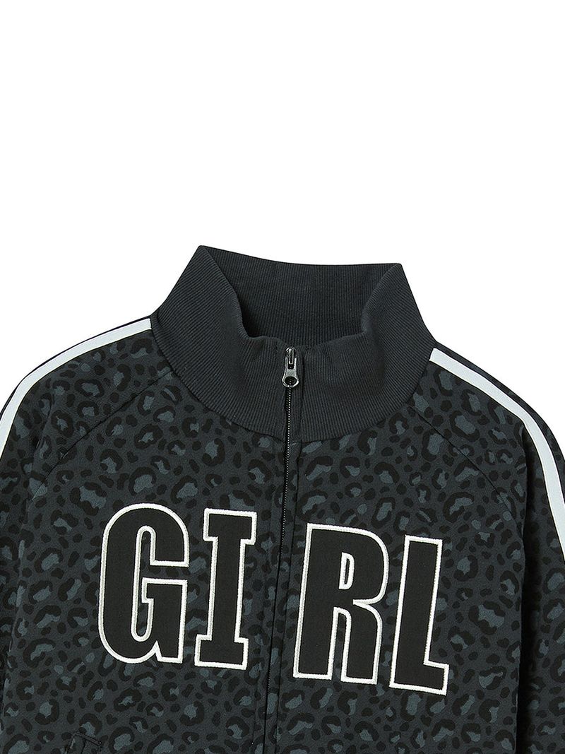 LEOPARD ZIP UP BLACK
