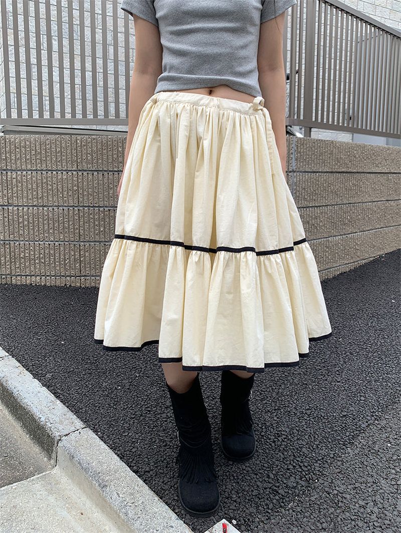 TAPE FLARE RIBBON SKIRT (2C)