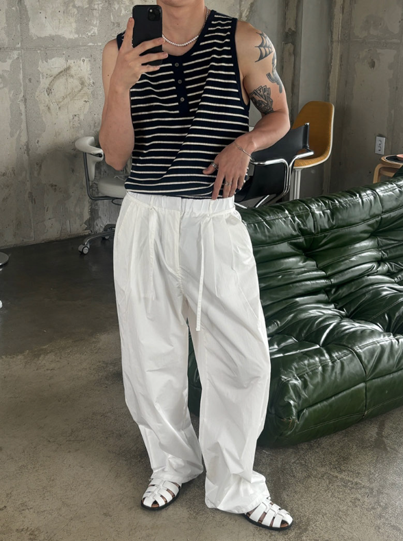 [S/S] Stripe henry neck sleeveless(3color)