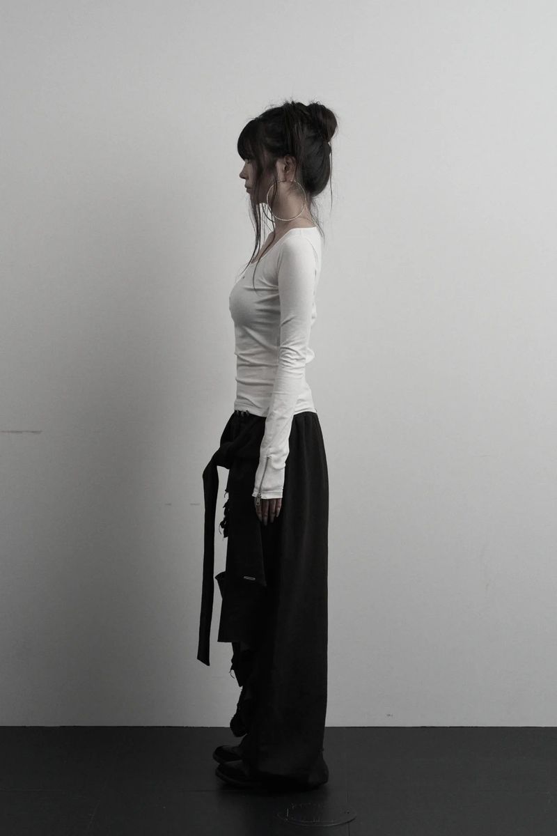 [label] back two-way zipper long sleeve (white)