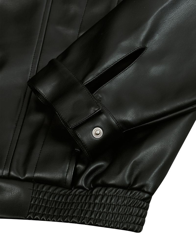 87-STAN028 [Vegan Leather] Multi Placket Leather Jacket Black