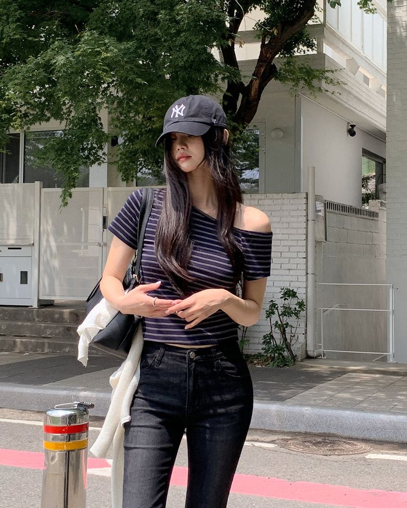 LUK stripe unbalanced T‑shirt