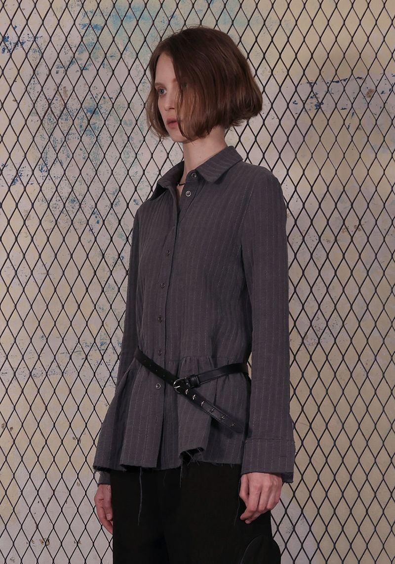 VINTAGE SHIRRING SHIRT_CHARCOAL