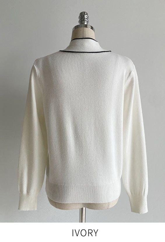 Coco Color Matching Line Tie Knit