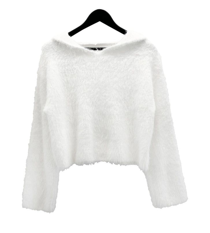 Angora Fur Crop Hooded Sweatshirt