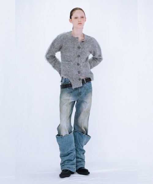 OVERLAP TUCK DENIM PANTS