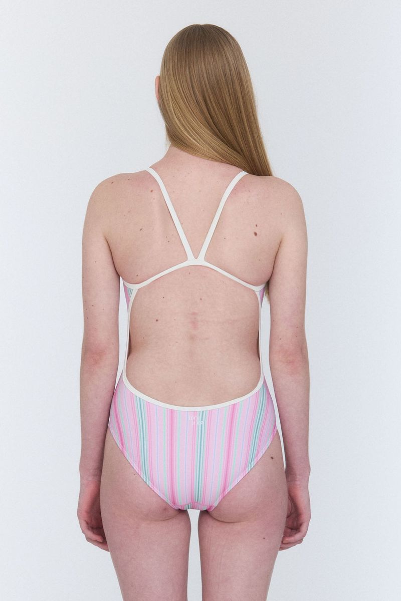 [Milky Stripes_pink candy] One Piece Swimsuit