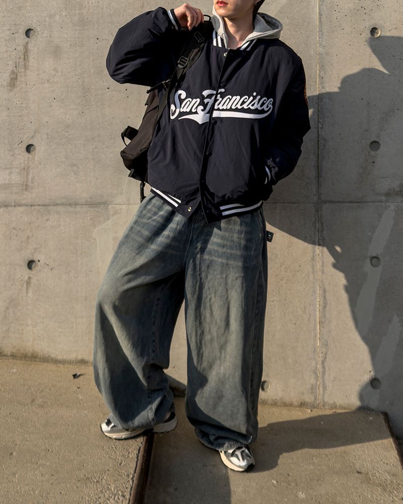 Sanver Lettering Varsity Padding Jumper