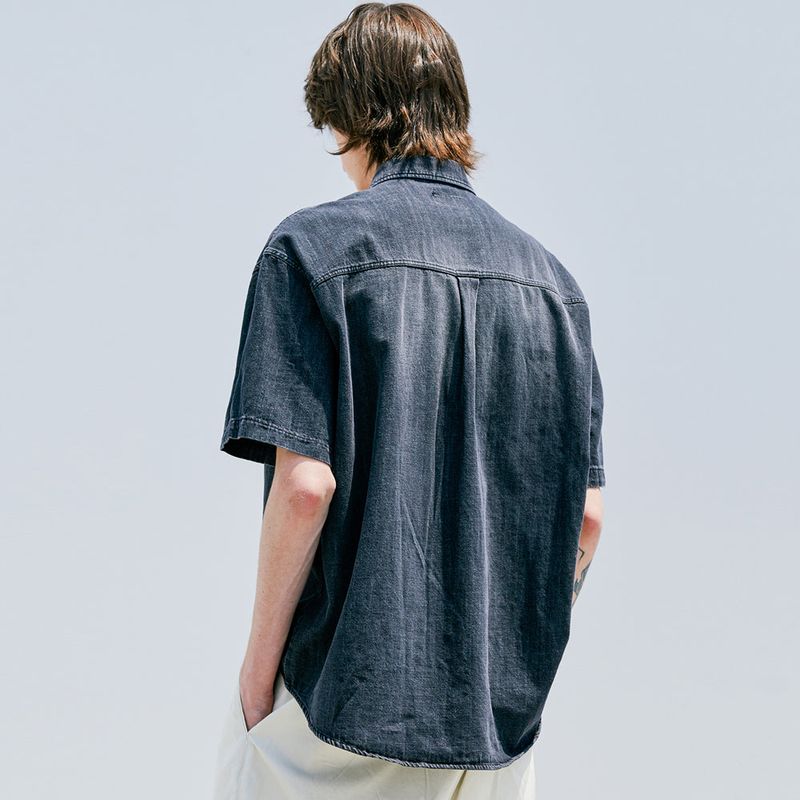 WASHED DENIM WESTERN SHIRT BLACK