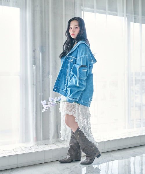 UNISEX フーディデニムジャケット
