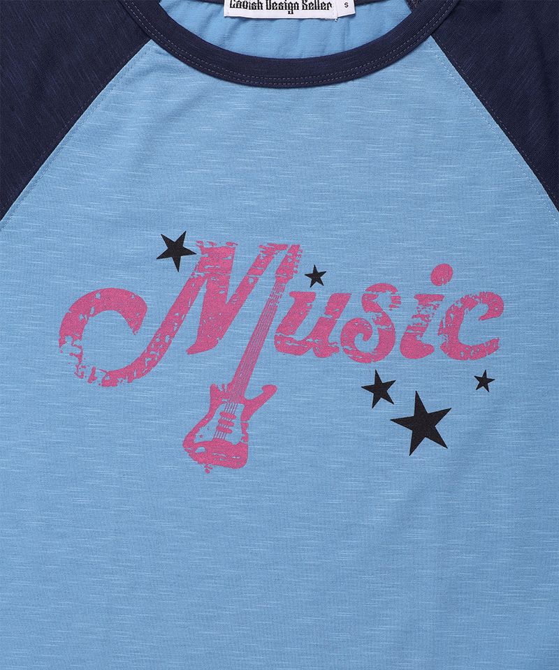 VINTAGE MUSIC RAGLAN TEE BLUE(CV2GFFT551A)