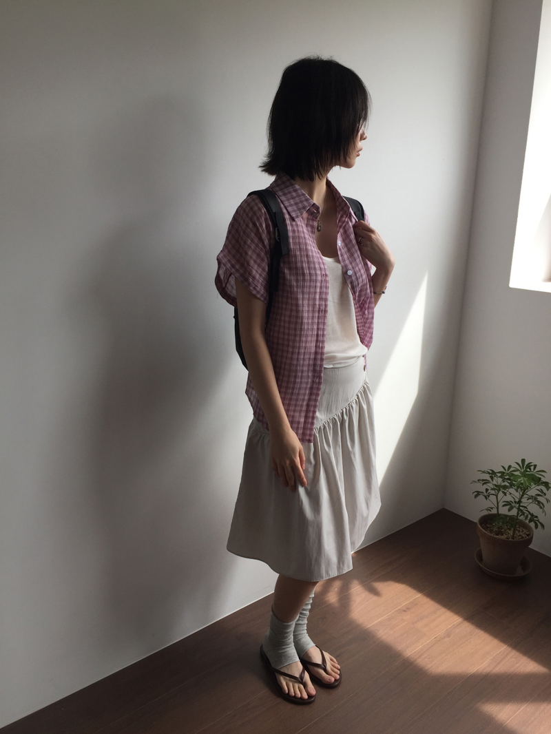 Marine button midi skirt (3color)