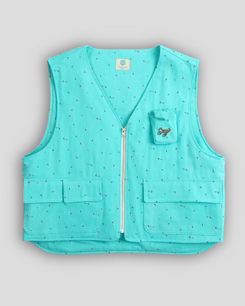 SAYSAYSAY（セイセイセイ）の「Flower Walk Zip-Up vest Mint（Tops）」