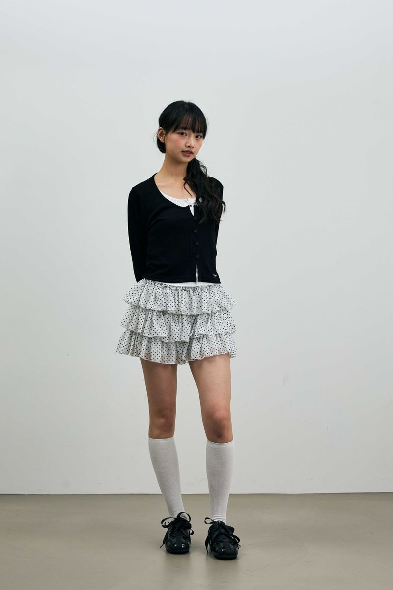 LYLA LAYERED CARDIGAN / BLACK-WHITE