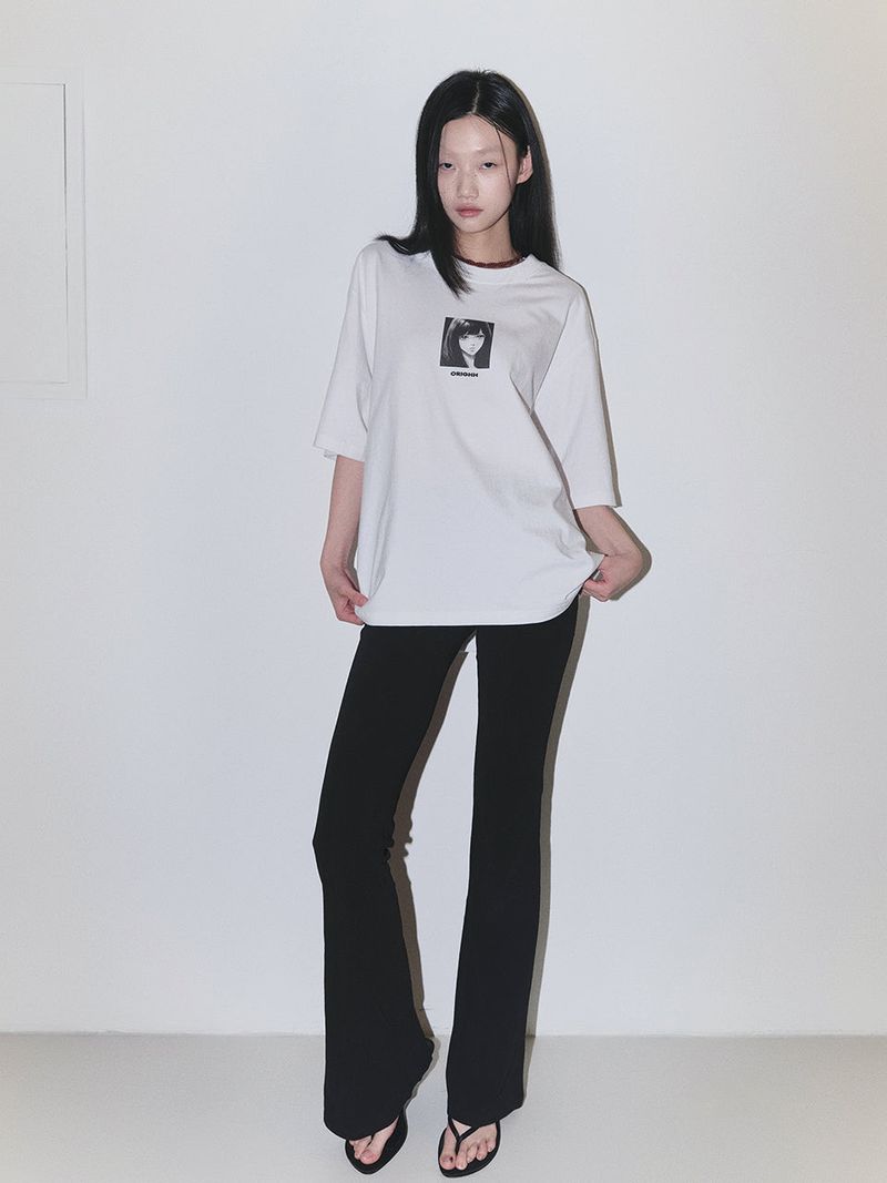 ORIGHH Girl Oversized Crop Short Sleeve T-Shirt-Long Hair Girl