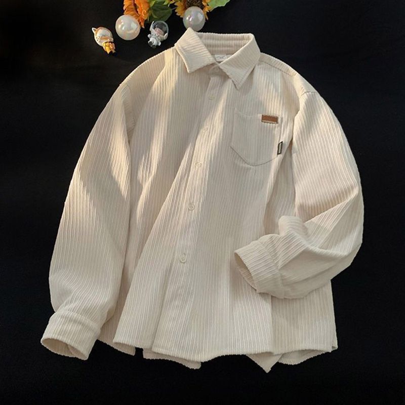 [Unisex] Corduroy Pocket Layered Long Sleeve Shirt (3 colors)