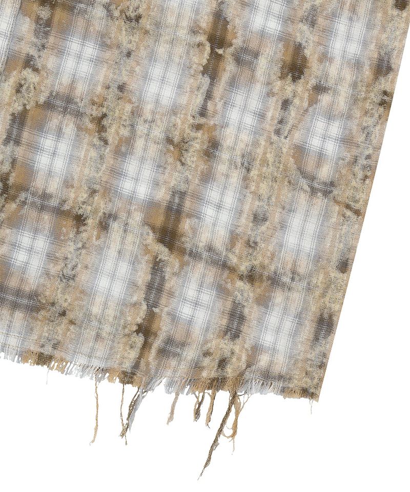 BLEACHED RAW-CUT CHECK SHIRT