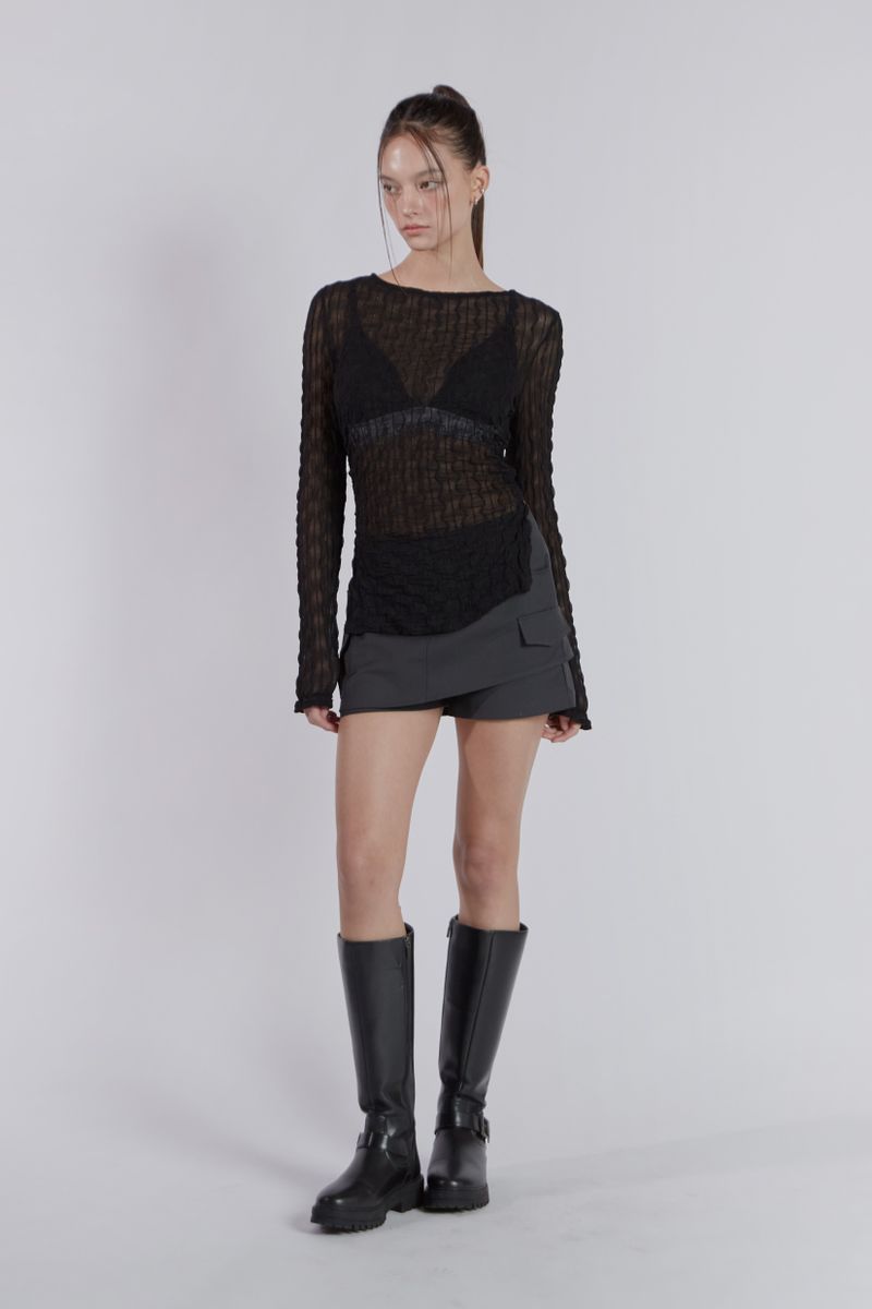 SEETHROUGH LACE SLIT TOP(BLACK)