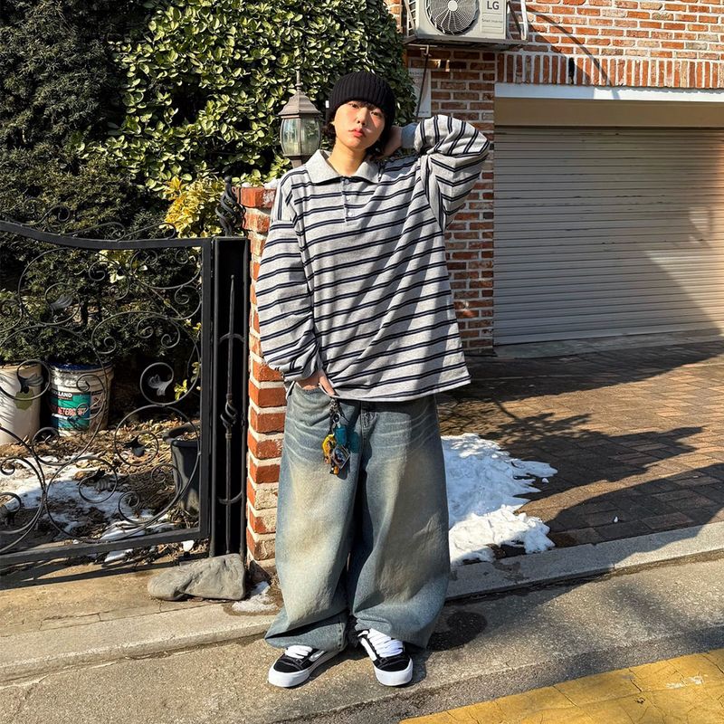 Oversized Vintage Collar Long Sleeve Tee