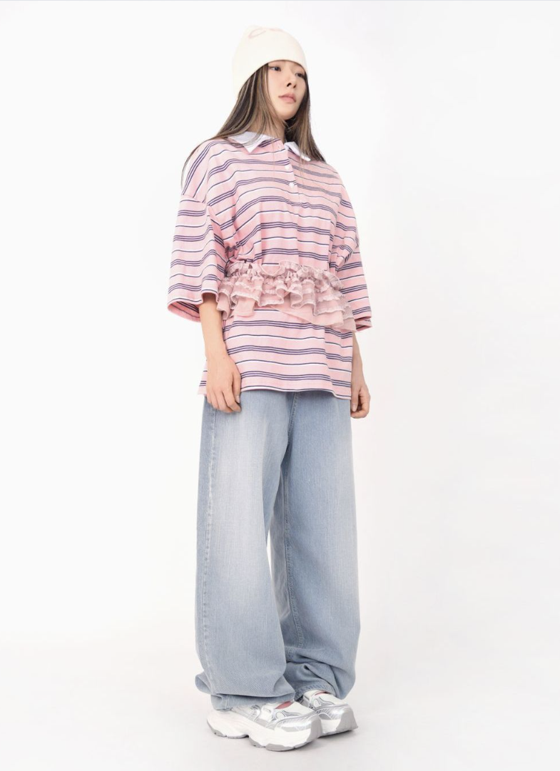 Sweet stripe collared tee(2colors)
