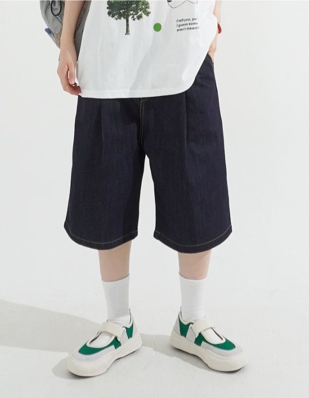 KIXI（キッシー）の「Pintuck Wide Raw Denim Bermuda Pants（Pants）」