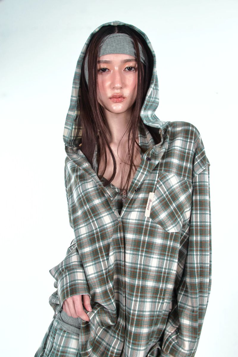 ROSEMA.ESE（ ローズマ・イーズ ）の「Study Break Hooded Plaid Shirt （Tops）」