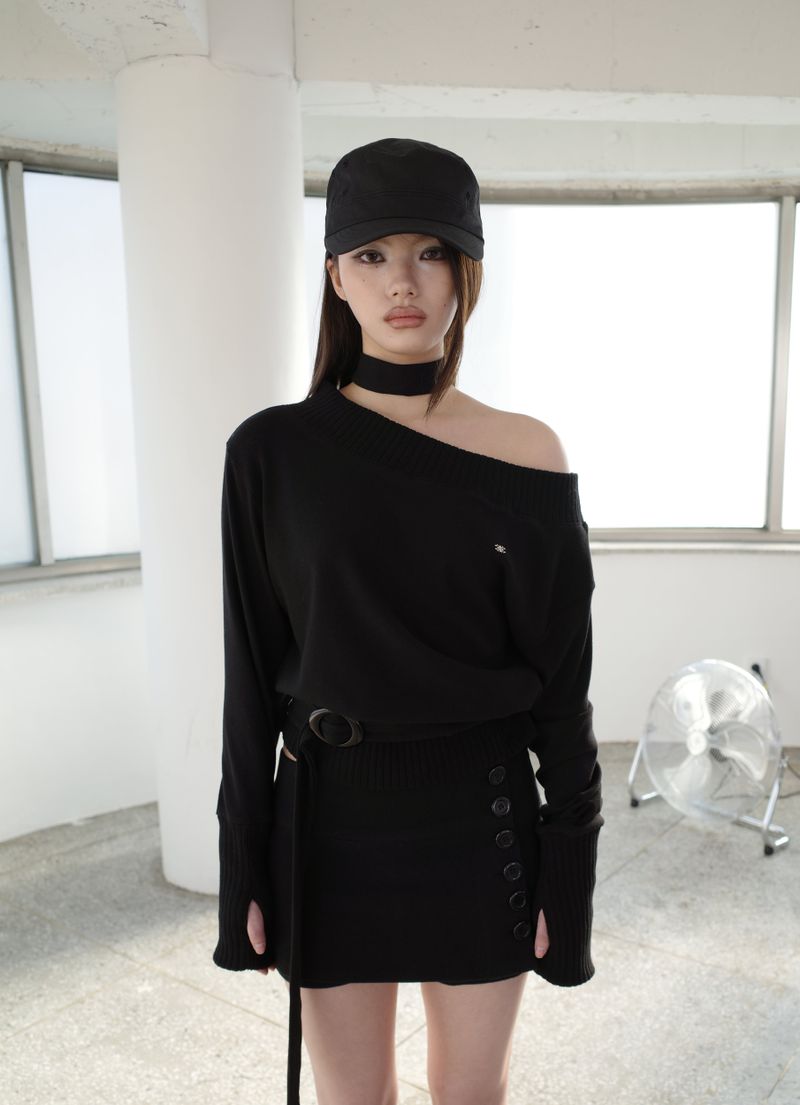 [ID] Classic Button Skort (Black)