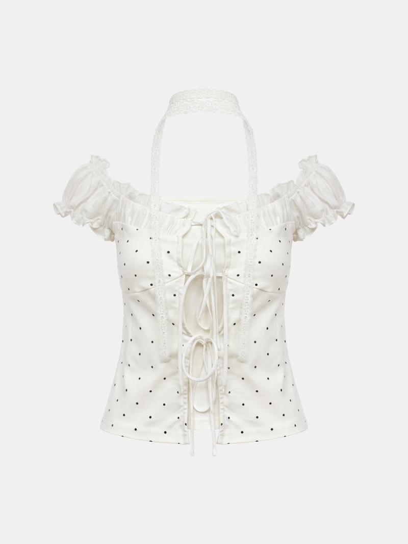 Elin Dot Frill Corset Blouse