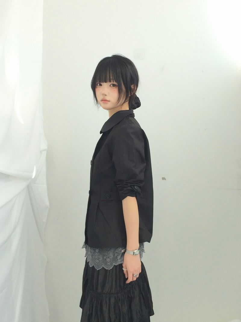 Diagonal Layer Shirring Long Skirt
