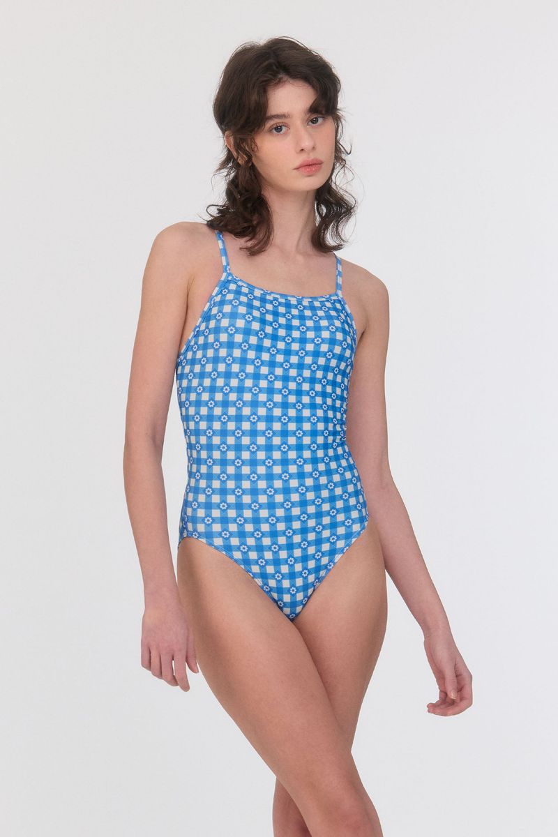 [Gingham Cottage_blue] One Piece Swimsuit