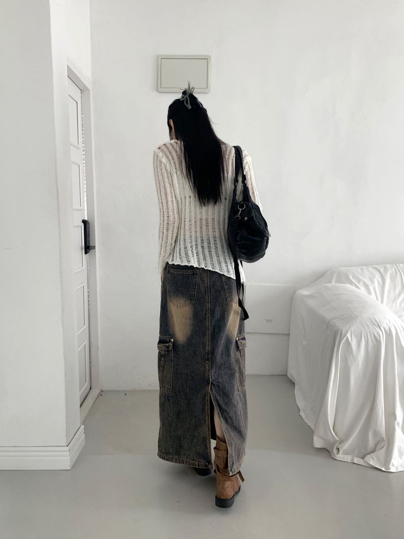 Parform Remedy Washing Long Denim Skirt