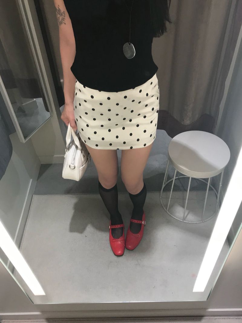 French Glow Dot Satin Mini Skirt