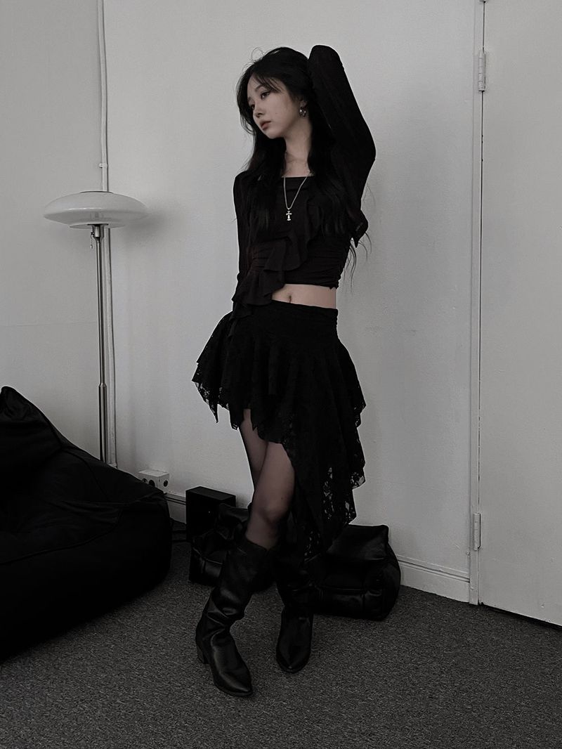 rose uncut skirt (2color)
