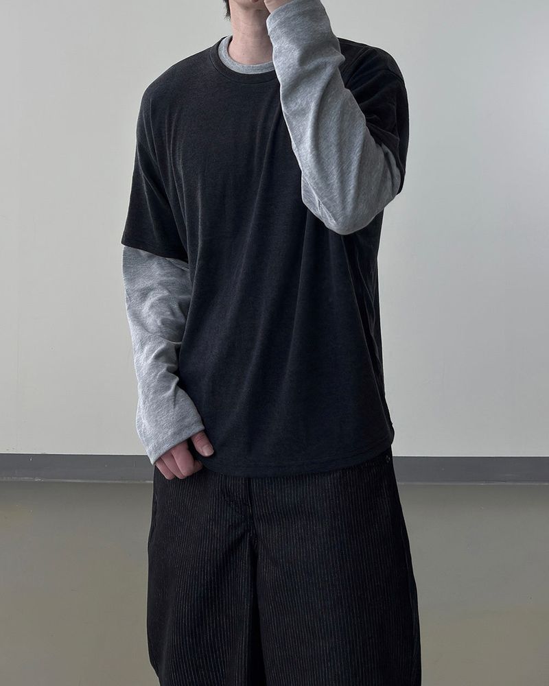 Mix Layered Long Sleeve T-Shirt