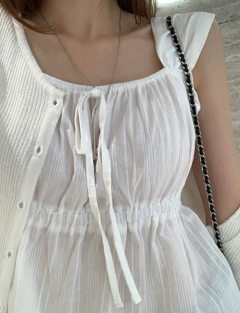 Heather Ribbon Sleeveless Blouse / 2 colors